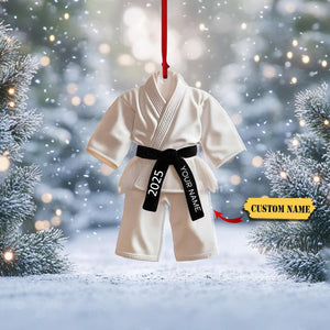 Personalized Karate Ornament 2D 2025 - Custom Name Martial Arts Gi Decoration, Perfect Christmas Gift for Karate Enthusiasts ,black belt