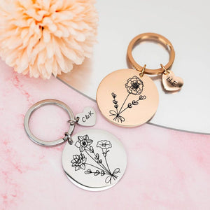 Personalized Bouquet Flower Keychain, Keychain for Mom, Nana, Grandma, Mothers Day Gift for Her, Gift for Teacher, Family Gift Mother