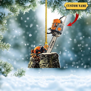 Personalized Chainsaw Christmas Ornament, Custom Logger Gift, Xmas Tree D cor for Dad Husband Son, Christmas Ornament for Woodworkers