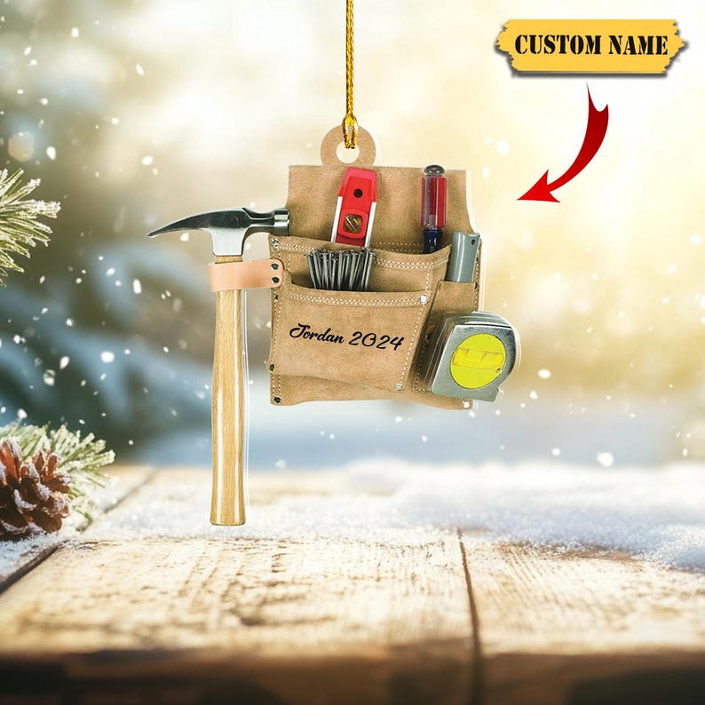 Tools Personalized Christmas Acrylic Ornament, Personalized Tool Chest Christmas Ornament, Contractor Ornament, Tool Box Ornament