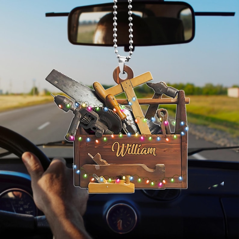 Personalized Tools Box Ornament, Electrician Christmas Ornament, Handyman Fixer Xmas Gift, Carpenter Tool Box Ornament for Christmas