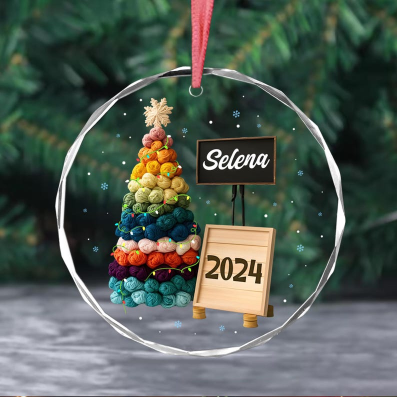 Personalized Crochet Ornament, Custom Crochet Christmas Tree Ornament, Knitting Ornament, Crochet Lover Gift for Mom, Grandma Christmas Gift