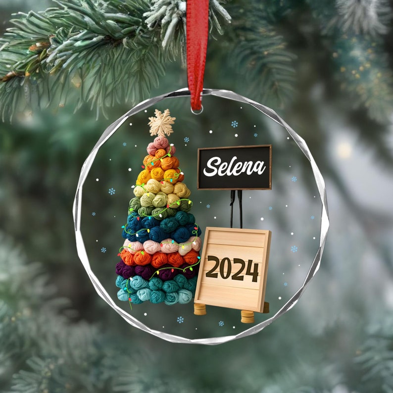 Personalized Crochet Ornament, Custom Crochet Christmas Tree Ornament, Knitting Ornament, Crochet Lover Gift for Mom, Grandma Christmas Gift