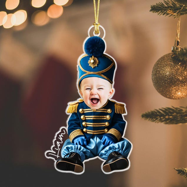 Personalized Face Baby Ornament, Custom Baby Photo Ornament, Babys Photo First Christmas Ornament, Kids In Christmas Costume, Xmas Decors