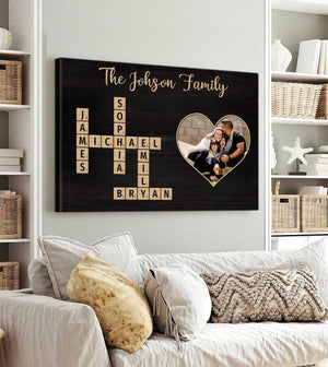 Personalized Family Name Canvas or Poster, Custom Letter Tile Wall Art, Scrabble Name Puzzle, Last Name Sign, Unique Gift for Family