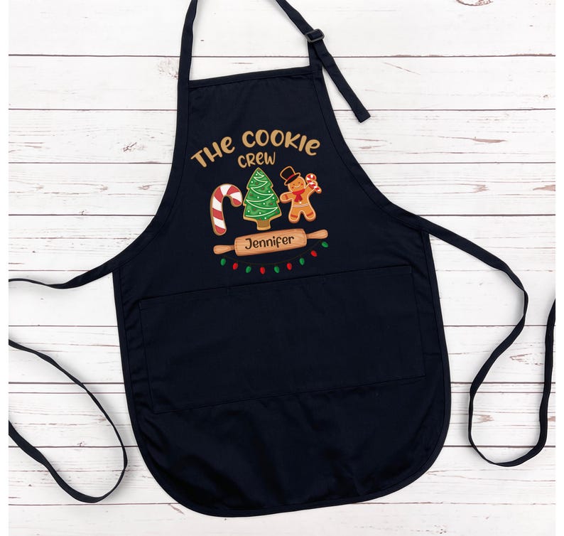 Custom Cookie Crew Apron, Christmas Apron, Personalized Christmas Cookie Crew Apron, Cookie Apron, Christmas Gift For Women, Xmas Gift
