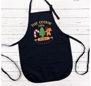 Custom Cookie Crew Apron, Christmas Apron, Personalized Christmas Cookie Crew Apron, Cookie Apron, Christmas Gift For Women, Xmas Gift