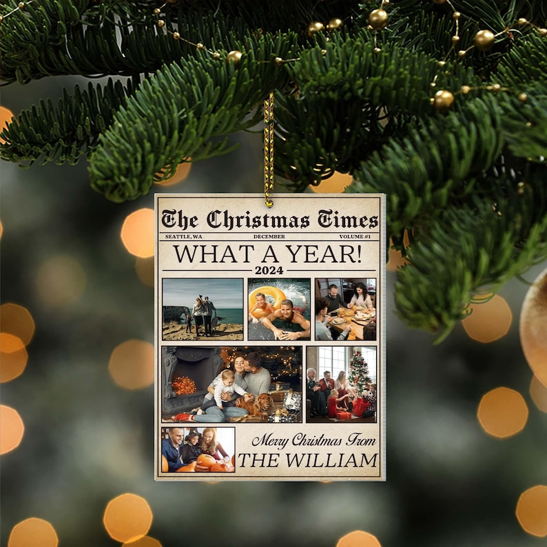 Custom Photo The Christmas Times What A Year For Family And Friends Ornament, The Christmas Times What A Year Newspaper Ornament, Xmas Gift