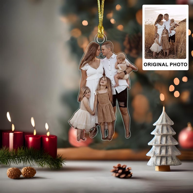 Custom Family Photo Christmas Ornament, Personalized Family Christmas Tree Ornament, Make Your Own Family Ornament, Holiday Season Ornaments