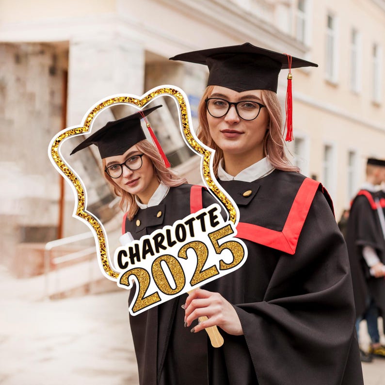 Custom Face Fans With Wooden Handle, Graduation Head, Grad Face Fans, Class of 2025 Head Fans, Graduation Faces on a Stick