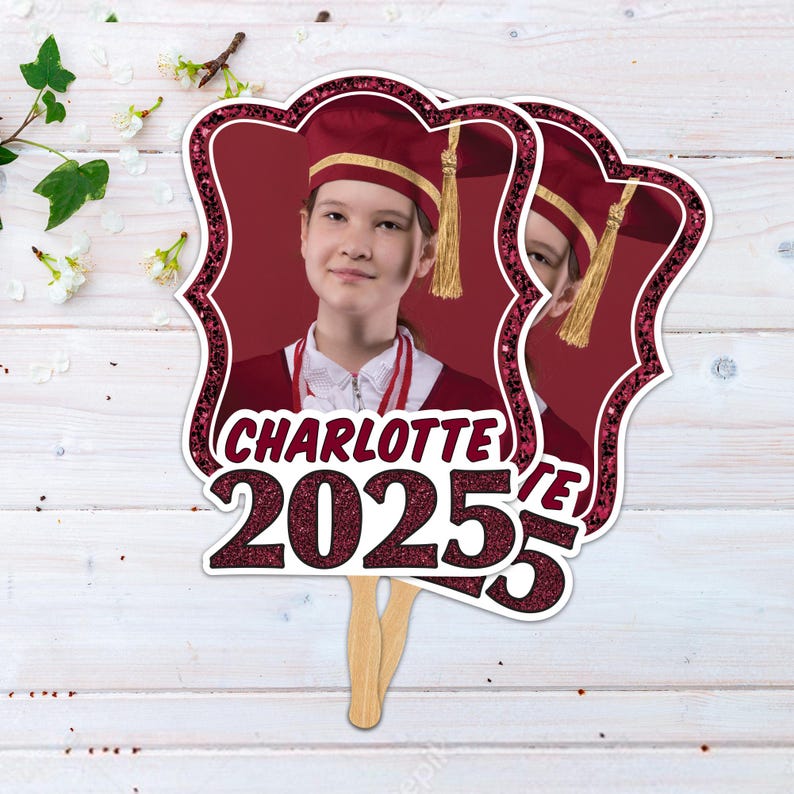 Custom Face Fans With Wooden Handle, Graduation Head, Grad Face Fans, Class of 2025 Head Fans, Graduation Faces on a Stick