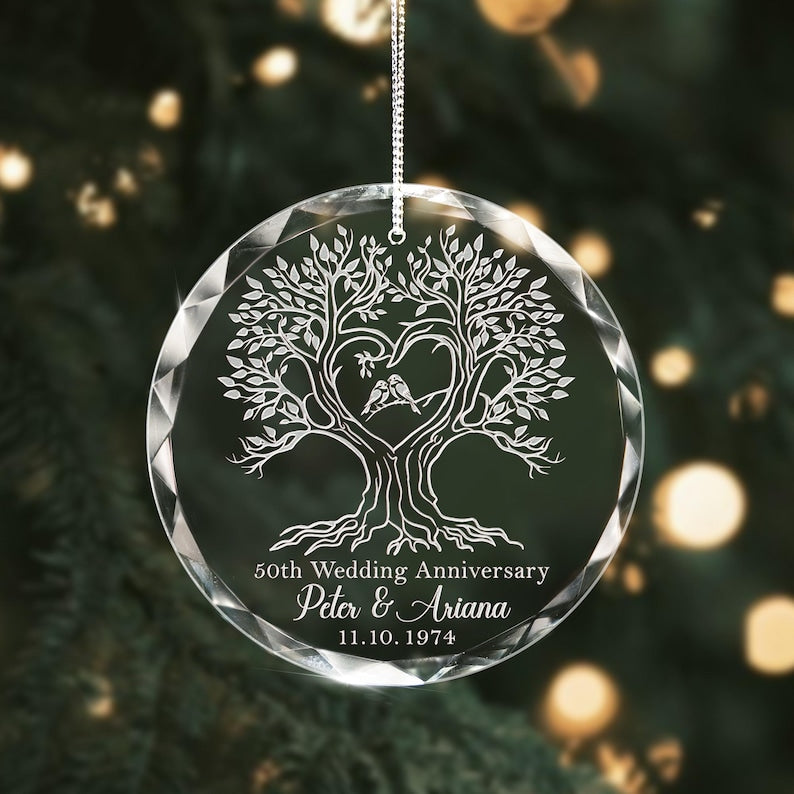 Personalized 50th Anniversary Ornament, Golden Anniversary Gifts for Grandparents, Wedding Anniversary Ornament, Christmas Gift for Couples