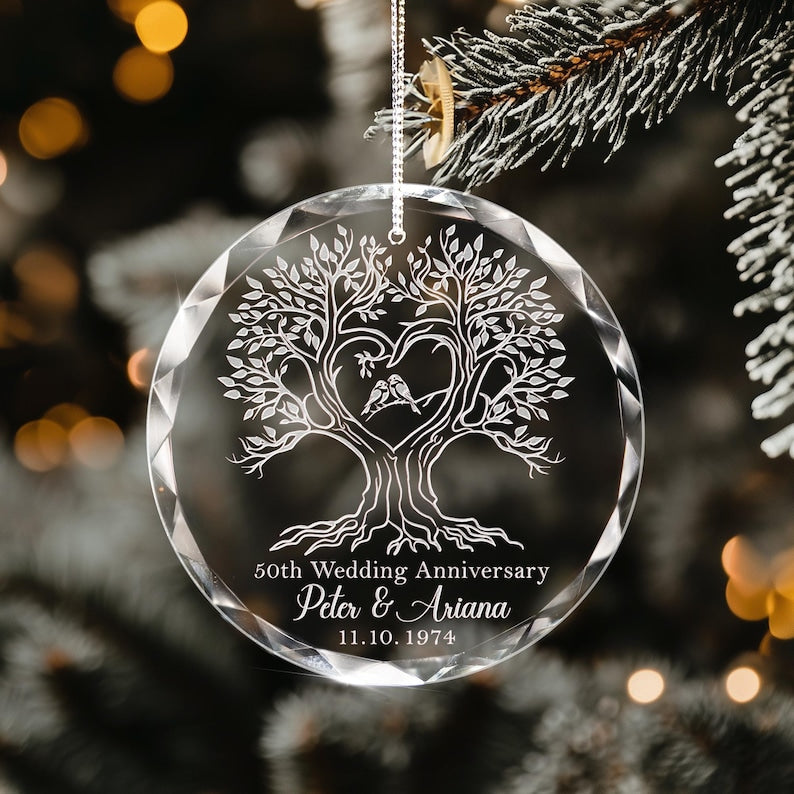 Personalized 50th Anniversary Ornament, Golden Anniversary Gifts for Grandparents, Wedding Anniversary Ornament, Christmas Gift for Couples