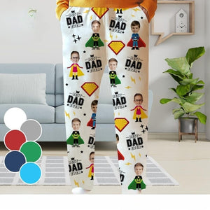 Best Dad Ever Custom Pajama Pants with Faces, Kids Face Pajama Pants, Personalized Pajamas Pants with Face, Christmas Gifts