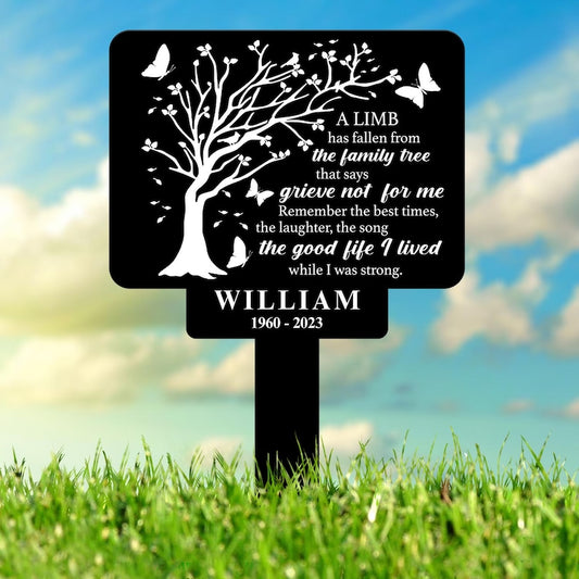 Personalized Memorial Stake Metal, Tree Of Life Memorial Stake, In Loving Memorial, Remembrance Stake, Sympathy Gift, Outdoor Grave Marker