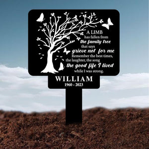 Personalized Memorial Stake Metal, Tree Of Life Memorial Stake, In Loving Memorial, Remembrance Stake, Sympathy Gift, Outdoor Grave Marker