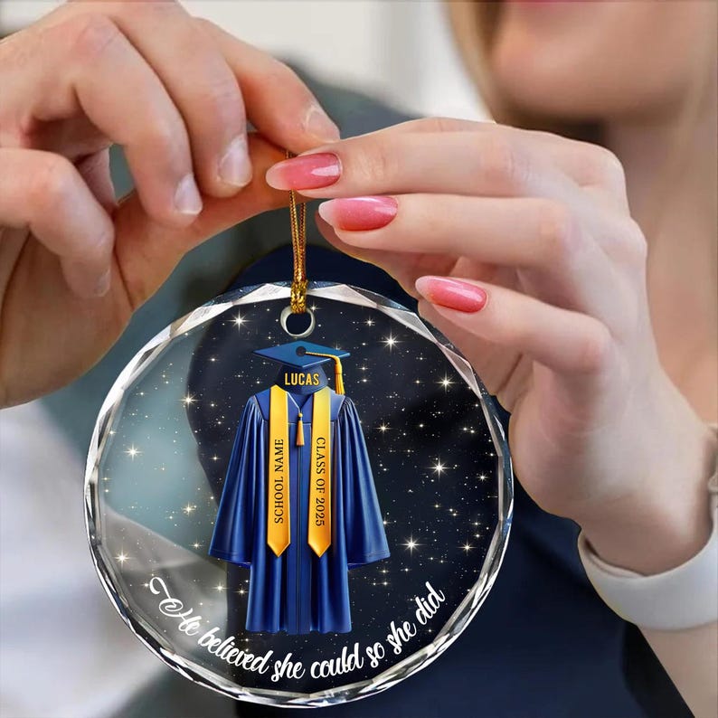 Senior Glass Ornament, Custom Graduation Christmas Ornament, Personalized Class of 2025 2025 Ornament, Gifts for Senior Graduate Grad to be