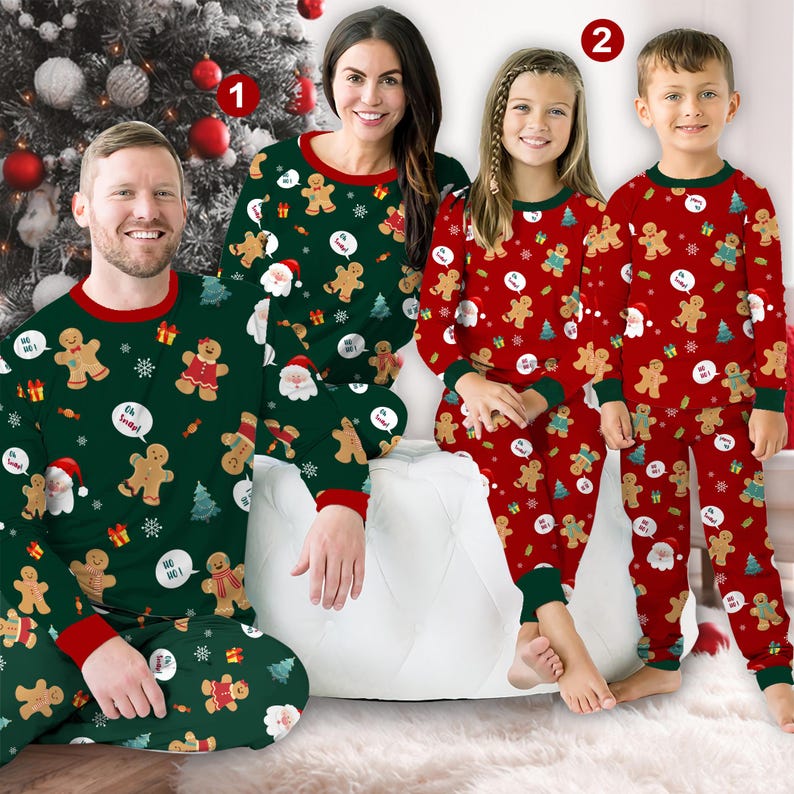 Family Cookie Christmas Pajamas Set, Matching Cookie Squad Christmas Long Sleeve Two Piece Pajama, Funny Cookie Baker Tester Loungewear