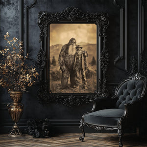 Sasquatch Wall Art Print Vintage Photograph Cryptid Bigfoot Print Mystery Wall Art 19th Century Sasquatch Poster Bigfoot Lover Gift (No Frame)