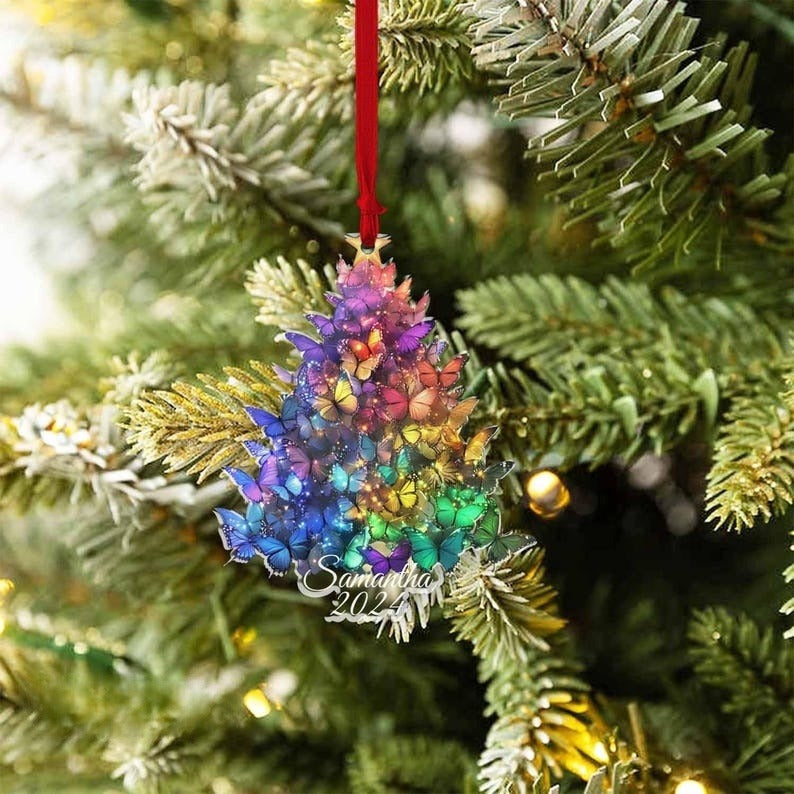 Butterfly Christmas Tree Ornament, Butterfly Christmas Ornament, Butterfly Ornament 2024, Gift Butterfly Lover, Butterfly Hanging Ornament
