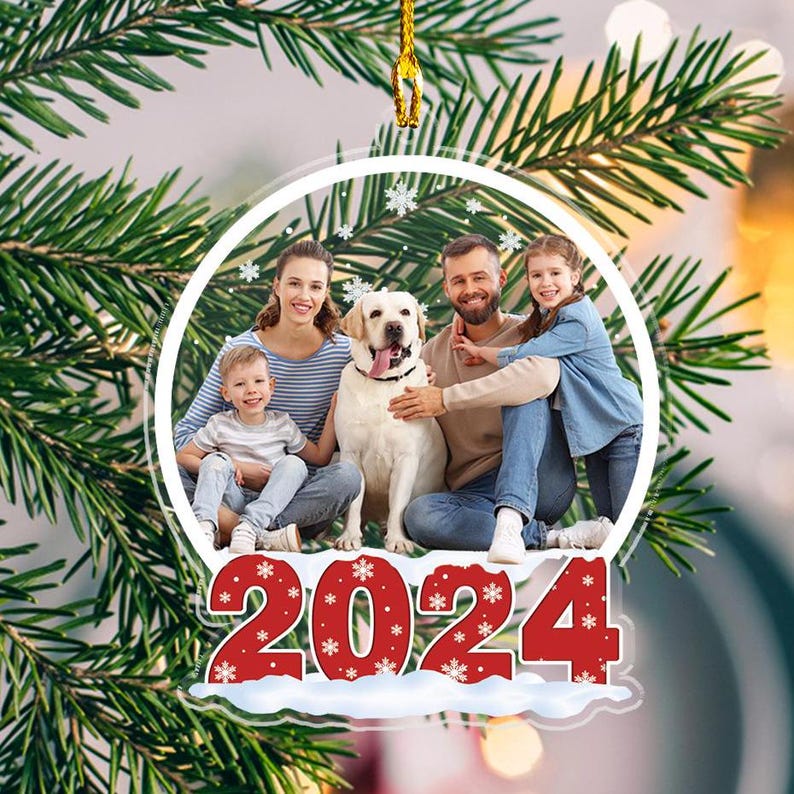 Merry Christmas 2024 Customized Acrylic Ornaments, Gift For Family, Gift For Christmas, Customize Photo And Family Name, Christmas Decors