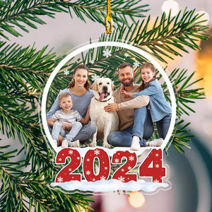 Merry Christmas 2024 Customized Acrylic Ornaments, Gift For Family, Gift For Christmas, Customize Photo And Family Name, Christmas Decors