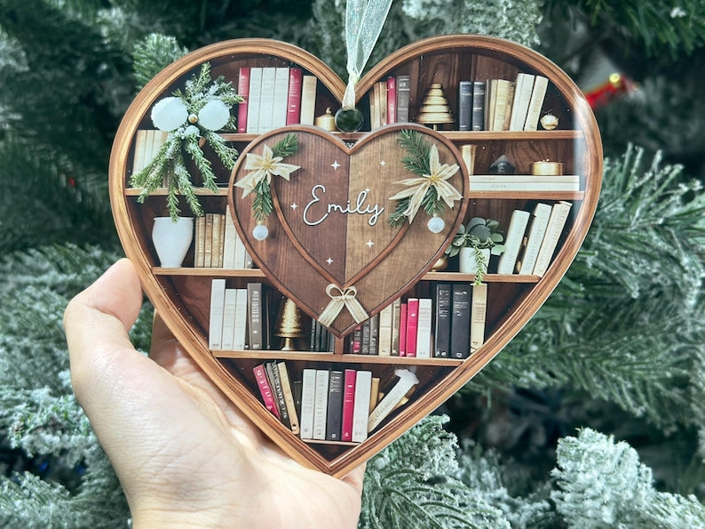 Personalized Christmaas Book Ornament, Book Lovers Gift, Lover Bookworm, Book Club Ornament, Custom Bookish Ornament
