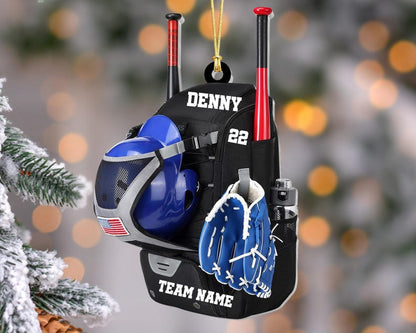 Personalized Baseball Bag Christmas Ornament, Custom Baseball Player Name and Number Ornament, Custom Baseball Team Gifts, 2024 Keepsake