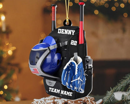 Personalized Baseball Bag Christmas Ornament, Custom Baseball Player Name and Number Ornament, Custom Baseball Team Gifts, 2024 Keepsake
