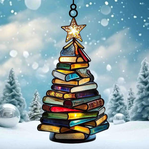 Christmas Book Tree Suncatcher Ornament ACRYLIC, Book Gift, Book Lover Gift, Book Ornament, Book Gift, Book Lover Gift, Librarian Gift