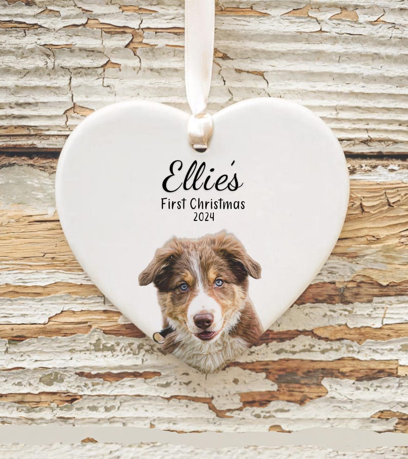 First Christmas New Dog Ornament - Personalized New Puppy Gift - Watercolor Photo Dog First Christmas 2025
