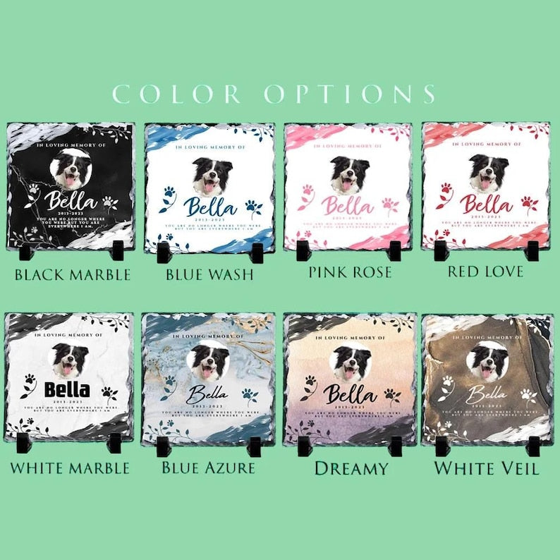 Personalized Custom Dog Cat Memorial Headstone, Waterproof Pet Cemetery Marker with Photo Plaque, Outdoor Garden Stepping Stone