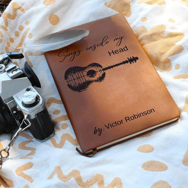 Customized Songwriter Leather Journal, Songs Inside My Head Notebook Musician Notebook Songwriting Journal, Guitarist Gifts For Music Lovers
