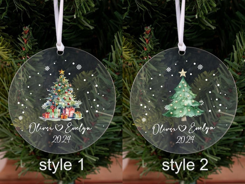 Personalized Couples Christmas Ornament: Acrylic Bauble, Our First Christmas Togther, Christmas Home Decor, New Couple Xmas Ornament Gifts