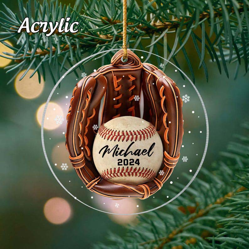 Custom Baseball Ornament: Personalized Team Name, Christmas Tree Decoration