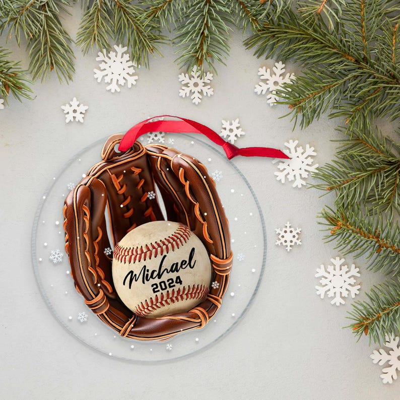 Custom Baseball Ornament: Personalized Team Name, Christmas Tree Decoration