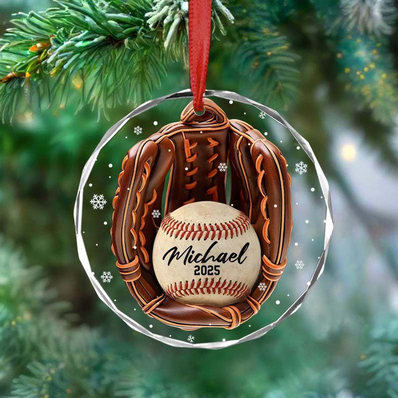 Custom Baseball Ornament: Personalized Team Name, Christmas Tree Decoration