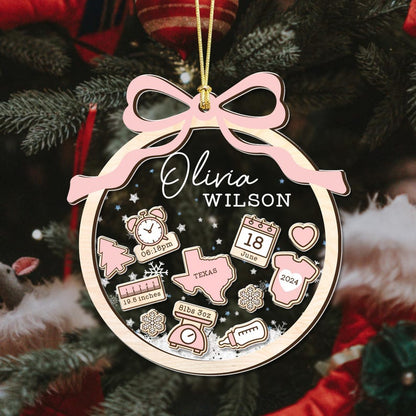 Baby's First Christmas Ornament 2024, Personalized Baby 1st Christmas Ornament, Custom New Baby Gift, 4D Shake Babies Ornament,Baby Keepsake