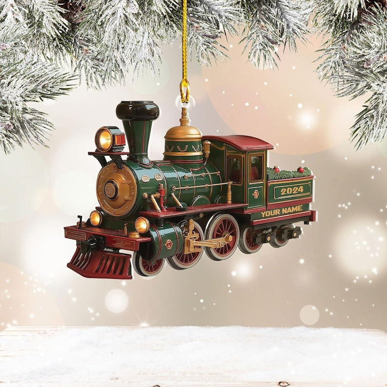 Personalized RailRoader Train Christmas Ornament FLAT 2D, Railroader Train, Unique Christmas Decor, Train Engine Gift, Train Lovers Ornament