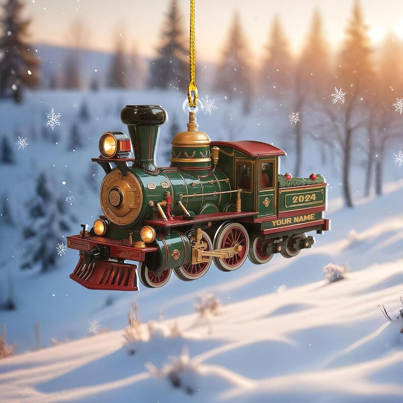 Personalized RailRoader Train Christmas Ornament FLAT 2D, Railroader Train, Unique Christmas Decor, Train Engine Gift, Train Lovers Ornament