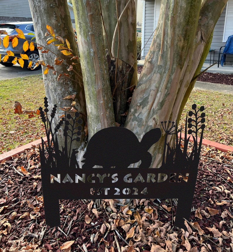 Tortoise Memorial Stake Sign Personalized,Tortoise Garden Sign With Stakes,Tortoise Lovers Gifts,Metal Yard Art,Custom Metal Garden Decor