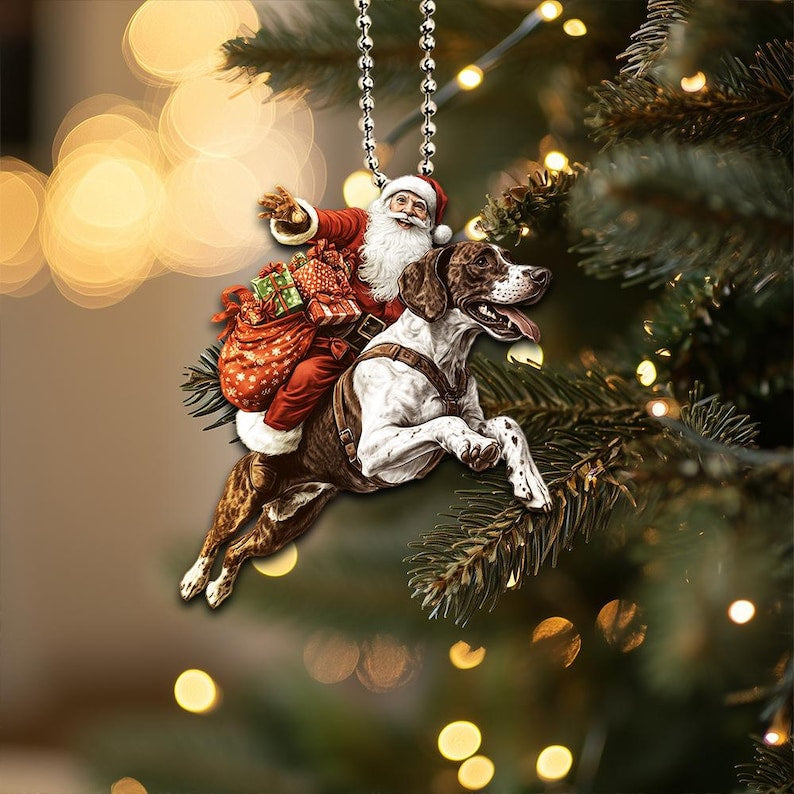 German Shorthaired Pointer Dog Ornament, Santa and Dog Ornament, Acrylic Dog Hanging Ornament, Home Decor, Christmas Gifts, Dog Lover Gifts