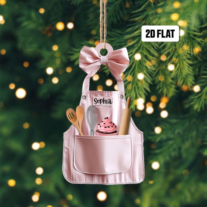 Personalized Baker Ornament, Baking Christmas 2D Flat Acrylic Ornament Not 3D, Baking Apron Ornament, Cooking Baking Gift, Baking Lover Gift