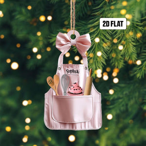 Personalized Baker Ornament, Baking Christmas 2D Flat Acrylic Ornament Not 3D, Baking Apron Ornament, Cooking Baking Gift, Baking Lover Gift