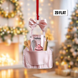 Personalized Baker Ornament, Baking Christmas 2D Flat Acrylic Ornament Not 3D, Baking Apron Ornament, Cooking Baking Gift, Baking Lover Gift