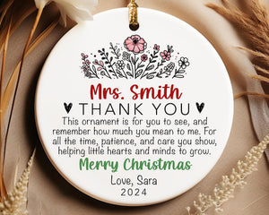 Custom Teacher Ornament Personalized Teacher Christmas Ornament 2025 Teacher Appreciation Ornament for Teacher Thank You Keepsake Gift
