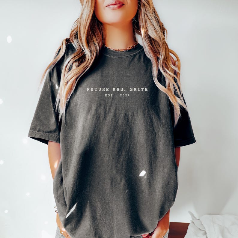 Engagement Gift for Her Future Mrs Personalized Shirt with EST Year, Custom Engaged Era Fiancee Shirt Gift for Future Bride