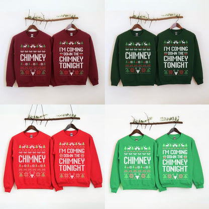 Unisex Funny Couples Ugly Christmas Sweater, Couples Matching Ugly Christmas Sweater, Santa Twice, Christmas Pajamas, Sold Seperate