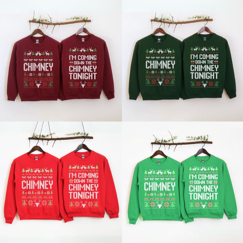 Unisex Funny Couples Ugly Christmas Sweater, Couples Matching Ugly Christmas Sweater, Santa Twice, Christmas Pajamas, Sold Seperate