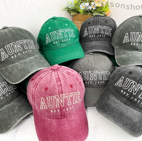 Personalized Embroidered Auntie Hat | Custom Unisex Baseball Cap | Perfect Gift for New Aunts | Birthday / Mothers Day Gift